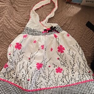 Floral Halter Dress with Pink Accents